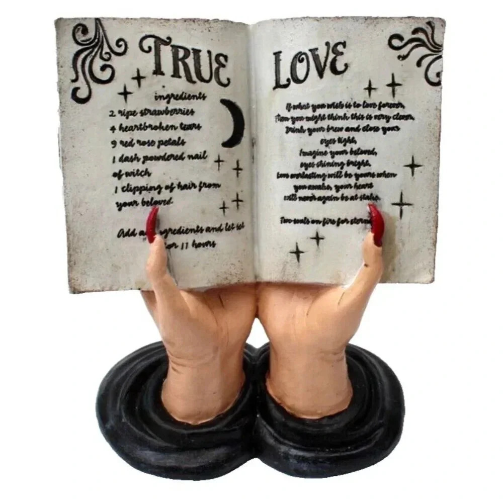 New Resin Halloween Witch Opening Spell Books Statue Decoration Decor Figure